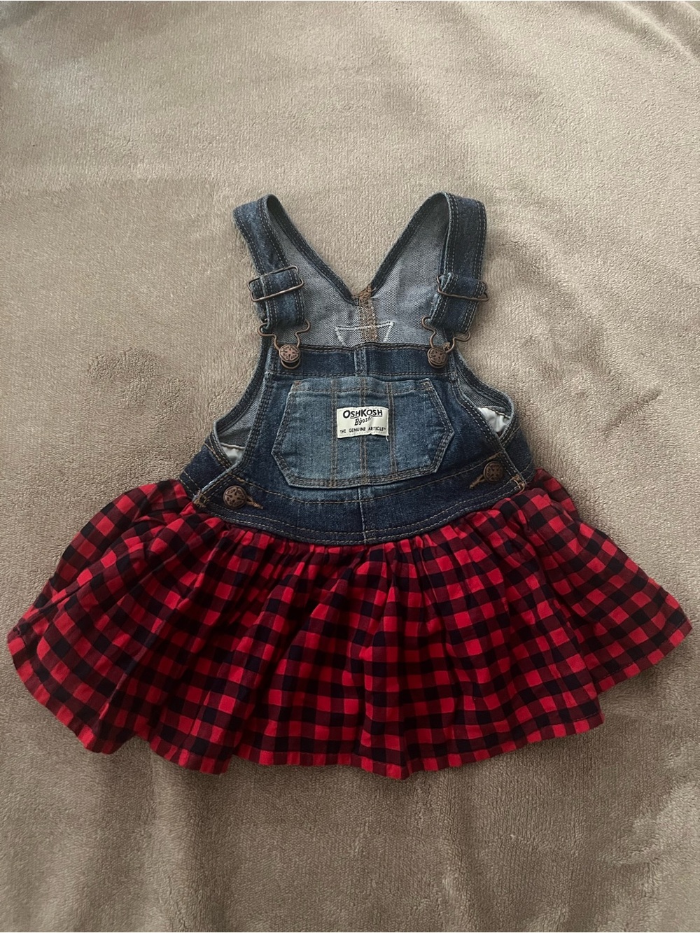 OshKosh Denim Overall Dress Plaid
